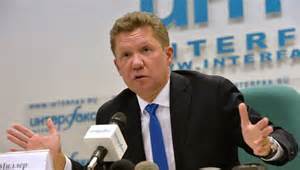 Gazprom CEO Alexei Miller at a news conference in Moscow on the situation with gas supplies to Ukraine