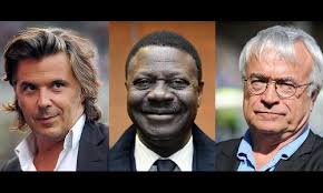 Marseille president Vincent Labrune (left) along with his two predecessors Pape Diouf (centre) and Jean-Claude Dassier