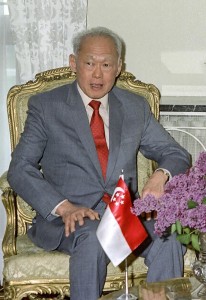 : Lee Kuan Yew, the founding father and first prime minister of Singapore, who died at the age of 91 on March 23 in 2015, is seen during his official visit in Ankara, Turkey on May 15, 1990.