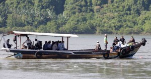 A ship transfers family of Australian death row prisoners Andrew Chan and Myuran Sukumaran to Nusakambangan Island at Wijaya Pura Port in Cilacap,