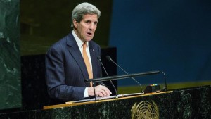 Secretary of State John Kerry speaks at the 2015 Review Conference of the Parties to the Treaty on the Non-Proliferation of Nuclear Weapons on April 27, 2015 in New York City.