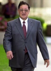 File-General Carlos Eugenio Vides Casanova outside the federal courthouse in Palm Beach, Fla., in October 2000.