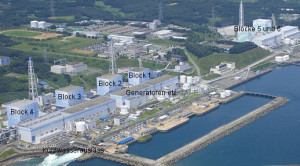 An aerial view shows TEPCO's tsunami-crippled Fukushima Daiichi nuclear power plant 