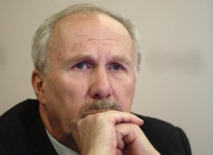 Austrian National Bank Governor Nowotny listens during a news conference in Vienna 
