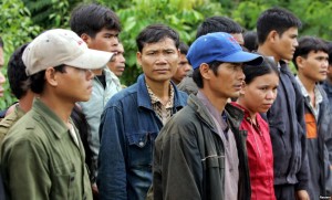  A group of Montagnards are seen after they emerged from a dense forest some 70 km (44 miles) northeast of Ban Lung, located in Cambodia's northeastern province of Ratanakiri, on July 22, 2004
