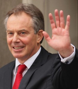 Tony Blair waves before leaving his Downing Street residence for the last time as Prime Minister on June 27, 2007