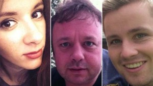 British victims, Carly Lovett, Adrian Evans and Joel Richards, left to right