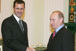 Russian President Vladimir Putin, right, shakes hands with his Syrian counterpart, Bashar al-Assad, at the Kremlin in 2006. Russia has been a longtime ally of Assad