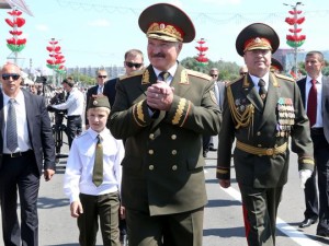 Nikolai Lukashenko, pictured with his father Belarus President Alexander Lukashenko (center) in 2013, has already attended the U.N. General Assembly, had his picture taken with President Obama and met a pope