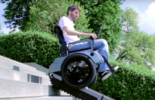 An electric wheelchair that can climb most stairs, including spiral staircases, has been developed by Zurich-based students.