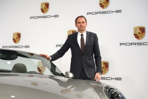 Oliver Blume, then board member of German sports car maker Porsche, during the company's annual press conference in Stuttgart, southern Germany.