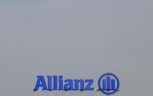 The logo of Europe's biggest insurer Allianz SE is pictured at their headquarters in Unterfoehring, near Munich.