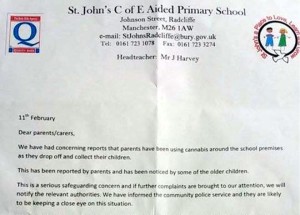The letter from St John's CofE Primary School in Johnson Street was sent to parents on Friday.