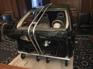 A portion of a GM automobile is displayed as evidence in a Manhattan federal courtroom in this undated handout photo provided by United States District Court for the Southern District of New York released to Reuters on January 11, 2016.