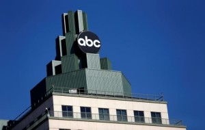 A logo for ABC is pictured atop a building in Burbank