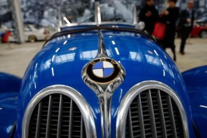 A vintage BMW is pictures before a news conference marking the companies 100th birthday festivities in Munich, southern Germany March 7, 2016.    REUTERS/Michael Dalder