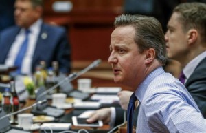 British Prime Minister David Cameron attends a European Union leaders summit over migration, in Brussels, Belgium, March 17, 2016. 