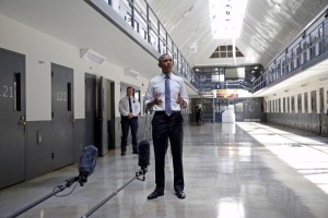 U.S. President Barack Obama speaks to reporters during his visit to the El Reno Federal Correctional Institution outside Oklahoma City in this July 16, 2015 file photo. 
