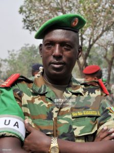 Burundi's Brigadier General and African Union-led MISCA mission Commander Athanase Kararuza poses on February 5, 2014 after listening to a speech by Centrafrica's interim president during a military ceremony in Bangui's National School for the Judiciary.