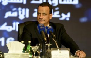 U.N. special envoy to Yemen Ismail Ould Cheikh Ahmed attends a press conference after the first direct meeting between Yemen's warring factions, at the Kuwait Ministry of Information in Kuwait City April 22, 2016. 