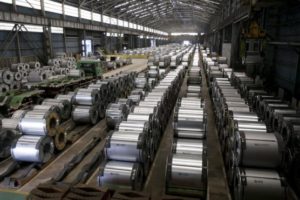 File-Columns of steel are stacked inside the China Steel production factory in Kaohsiung May 18, 2010.   