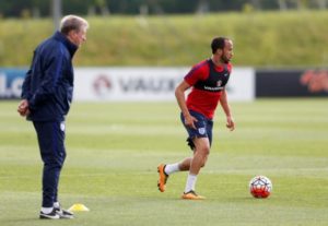 England manager Roy Hodgson and Andros Townsend during training St George's Park, Burton on Trent - 18/5/16 