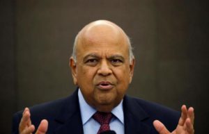 South African Finance Minister Pravin Gordhan gestures during a media briefing in Sandton near Johannesburg, March 14, 2016. 