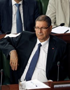 Tunisia's Prime Minister Habib Essid attends a plenary session at the Assembly of People's Representatives in Tunis, Tunisia, July 30 ,2016.
