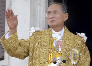 Thailand King Bhumibol Adulyadej acknowledges the crowd in Bangkok during the celebrations of the 60th anniversary of his accession to the throne. Thailand's Royal Palace said on Thursday, Oct. 13, 2016, that Thailand's King Bhumibol, the world's longest-reigning monarch, has died at age 88.