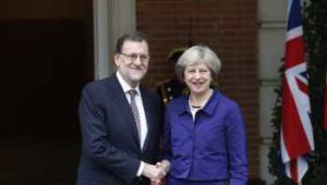 British Prime Minister Theresa May smiles during a meeting with Spain's acting Prime Minister Mariano Rajoy at the Moncloa Palace in Madrid, Spain, October 13, 2016