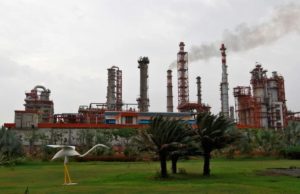An oil refinery of Essar Oil, which runs India's second biggest private sector refinery, is pictured in Vadinar in the western state of Gujarat, India.