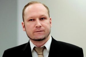Norwegian mass killer Anders Behring Breivik attends the second day of his terrorism and murder trial in Oslo, Norway, April 17, 2012. Breivik took Norwegian authorities to court in March 2016, accusing them of exposing him to inhuman, degrading treatment or punishment in breach of the European Convention on Human Rights.  