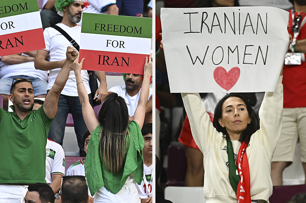 Iranians At The World Cup Protest During The Iran Vs England Game
