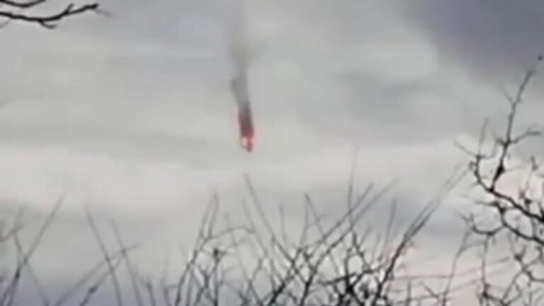 Dramatic moment burning Russian warplane plunges from the sky and explodes ‘in Ukrainian missile strike’
