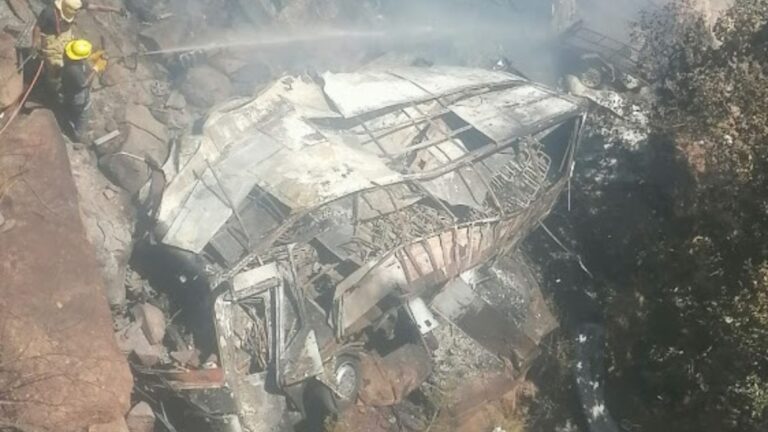 South Africa bus crash: At least 45 dead after vehicle falls off bridge & erupts into flames with child ‘sole survivor’