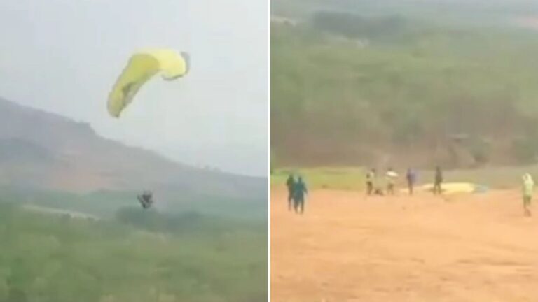 Horror moment paraglider plummets to his death after his parachute becomes tangled in front of shocked onlookers