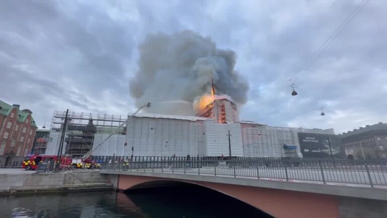 Massive fire hits Copenhagen’s Old Stock Exchange in Danish capital
